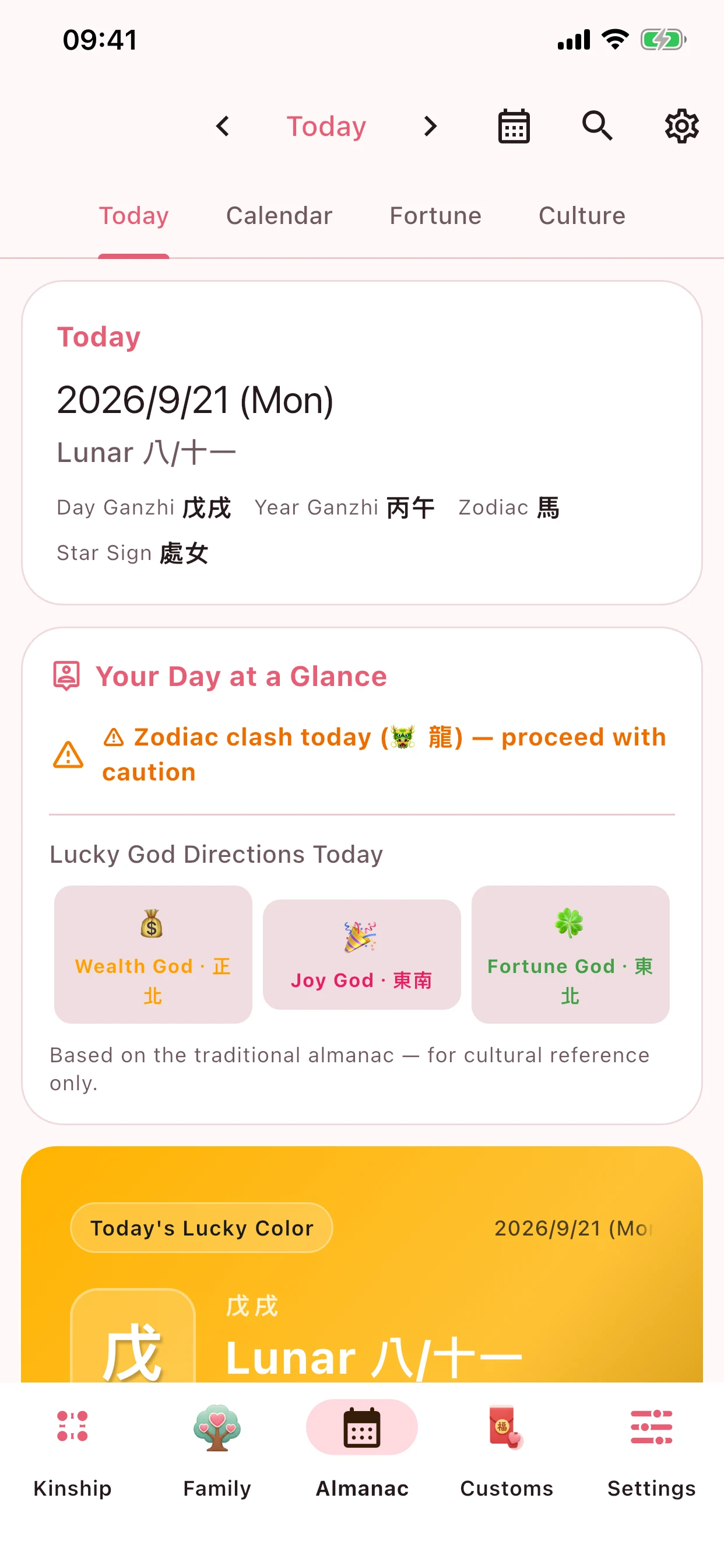 Almanac, day-picking and zodiac fortune